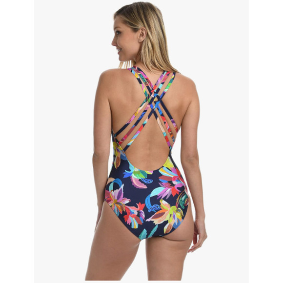 La Blanca By The Sea Multi Strap Cross Back Mio Swimsuit Indigo 8 - Picture 2 of 9